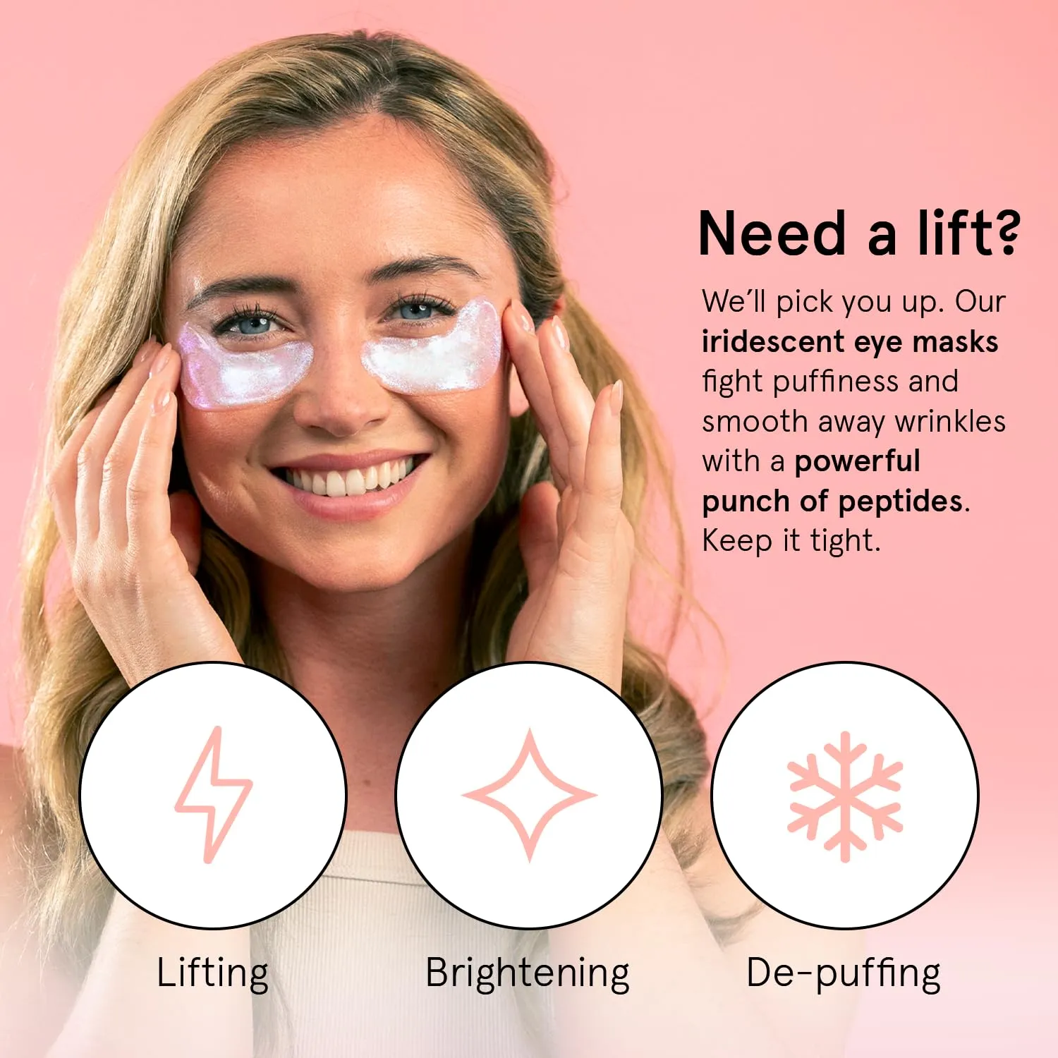 grace & stella Under Eye Patches with Peptides & Rice Extract - Firming Eye Masks for Dark Circles and Puffiness - Iridescent Eye Mask Patches for Firmer-Looking Skin - Vegan, Cruelty-Free, 24 Pairs