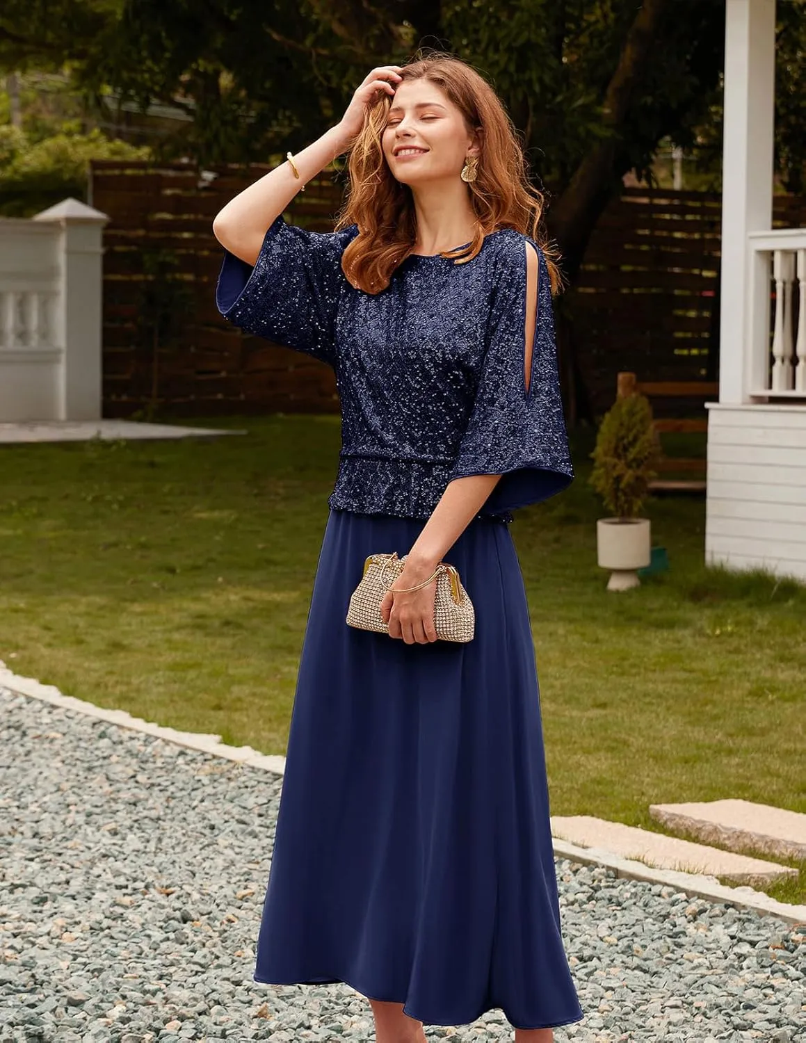 GRACE KARIN Sequin Dress for Women 2025 Mother of The Bride Dresses Wedding Guest Formal Chiffon Evening Gown