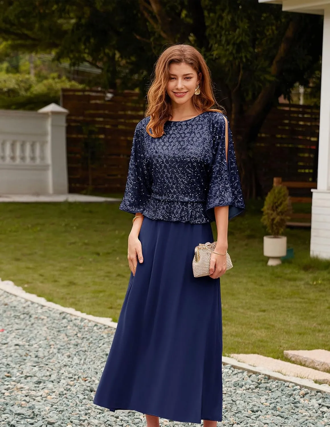 GRACE KARIN Sequin Dress for Women 2025 Mother of The Bride Dresses Wedding Guest Formal Chiffon Evening Gown