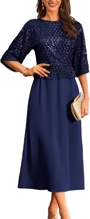 GRACE KARIN Sequin Dress for Women 2025 Mother of The Bride Dresses Wedding Guest Formal Chiffon Evening Gown