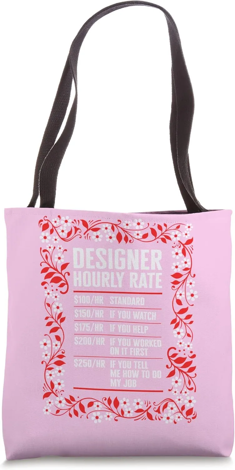 Graphic Designer Hourly Rate Floral Profession Occupation Tote Bag