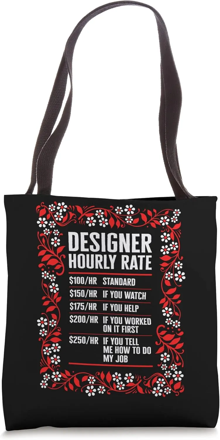 Graphic Designer Hourly Rate Floral Profession Occupation Tote Bag