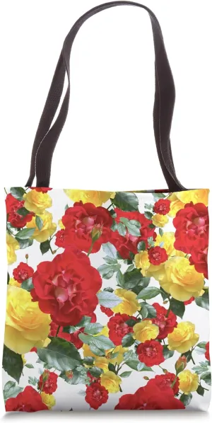Graphic Floral Photo Realism Colorful Vibrant Roses Tote Bag