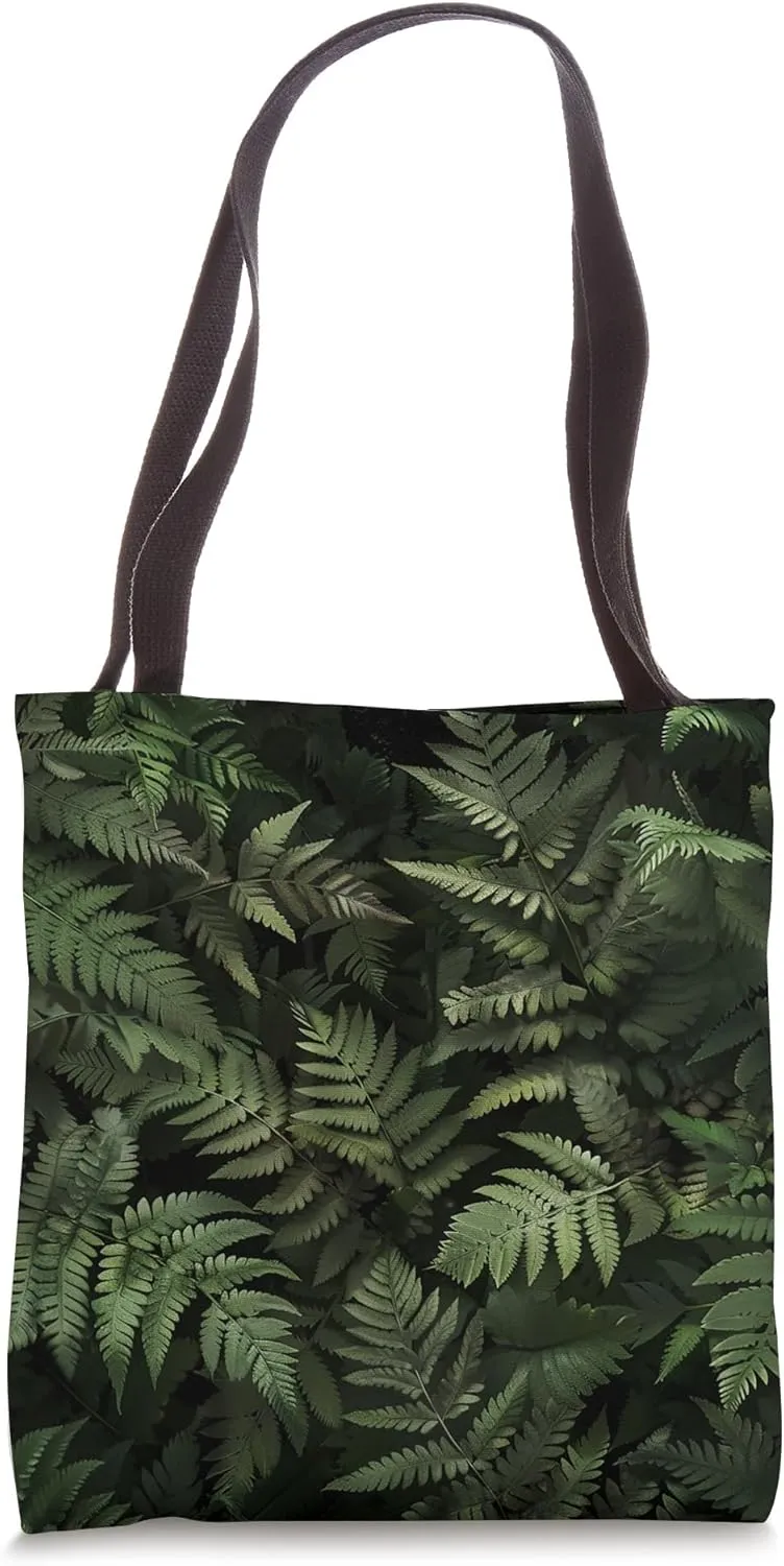 Green Botanical Fern Foliage Floral Tote Bag
