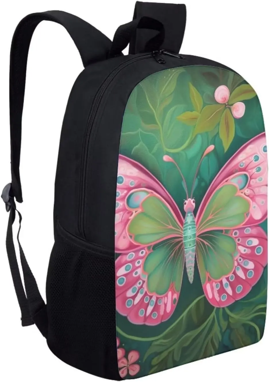 Green Cute Backpack for Girls 17 Inch Bookbag Comfy Padded Lightweight Cartoon Butterfly Backpacks for Girls Kids Student Personalized Durable Large Capacity Travel Daily School Bag