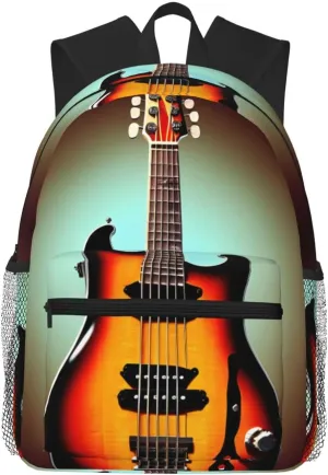 Guitar Bass Music Musical Instrument print Lightweight and comfortable backpack Casual Laptop Backpack for Travel Hiking