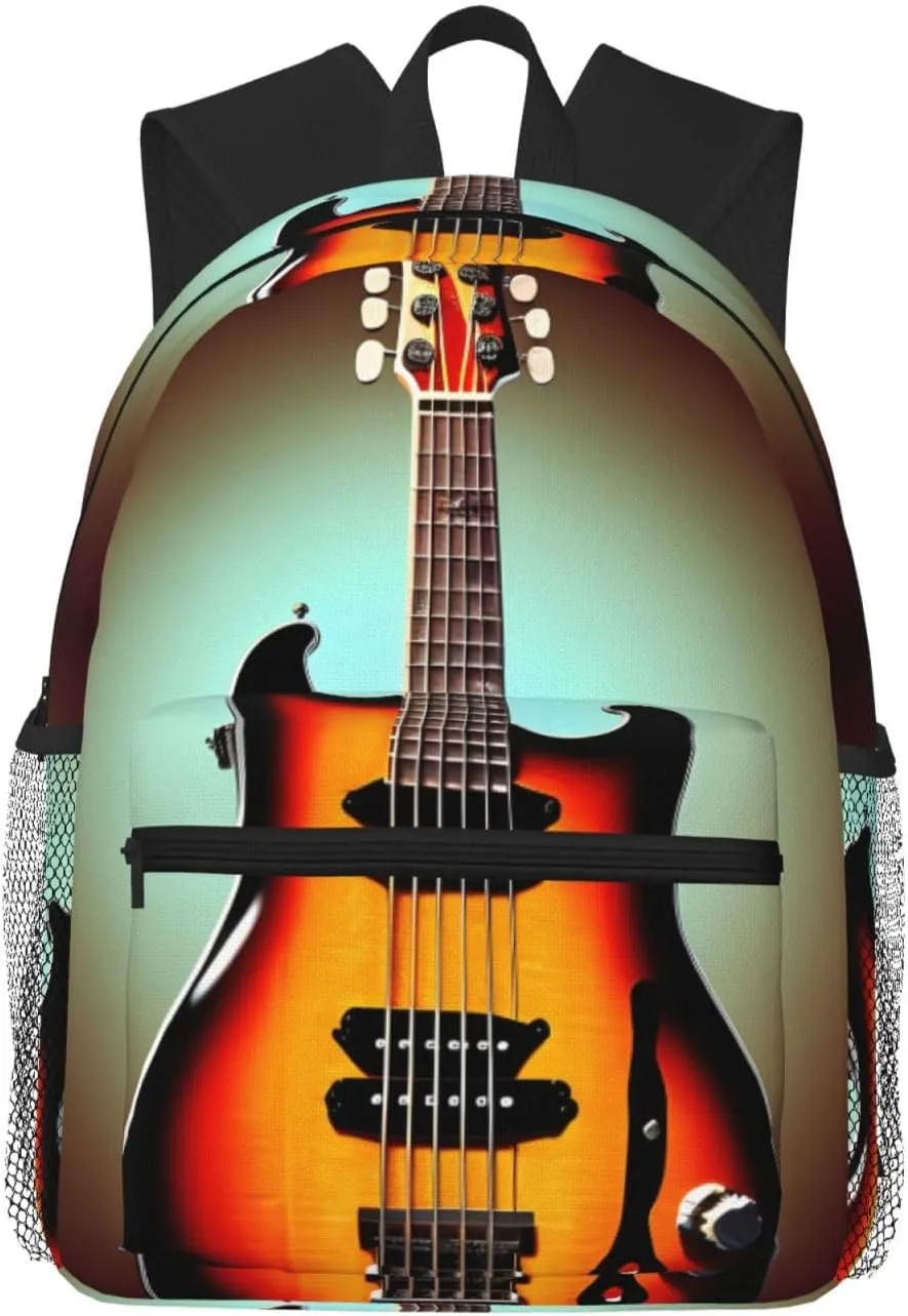 Guitar Bass Music Musical Instrument print Lightweight and comfortable backpack Casual Laptop Backpack for Travel Hiking