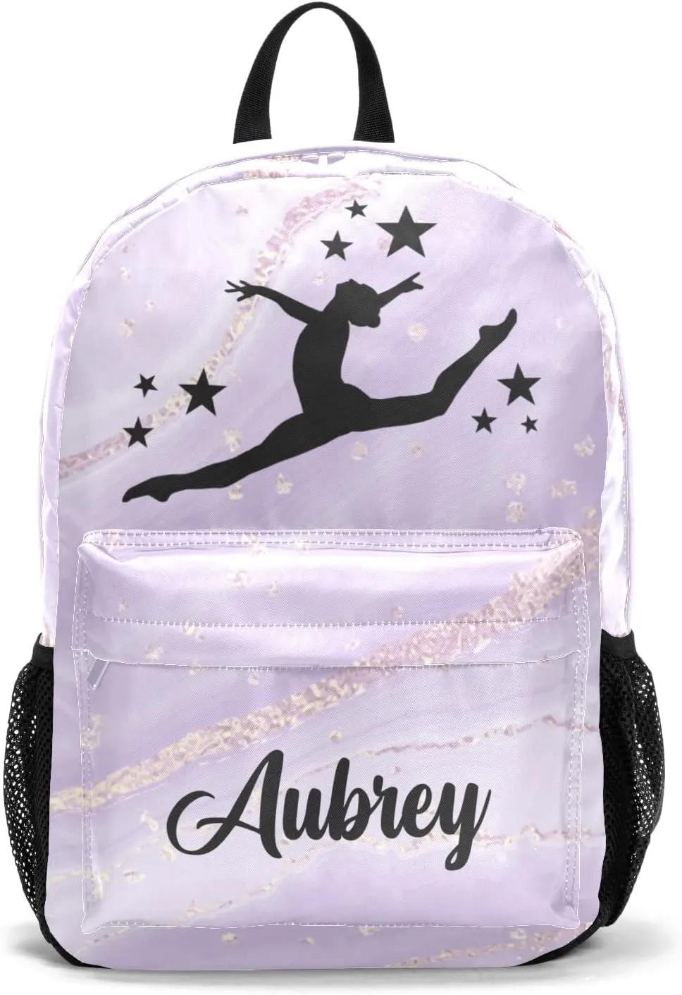Gymnastic Abstract Marbla Purple Personalized Backpack for Teen Boys Girls,Custom Travel Backpack Bookbag Casual Bag with Name Gift 11.81"(L) x 5.51"(W) x 17.71"(H)
