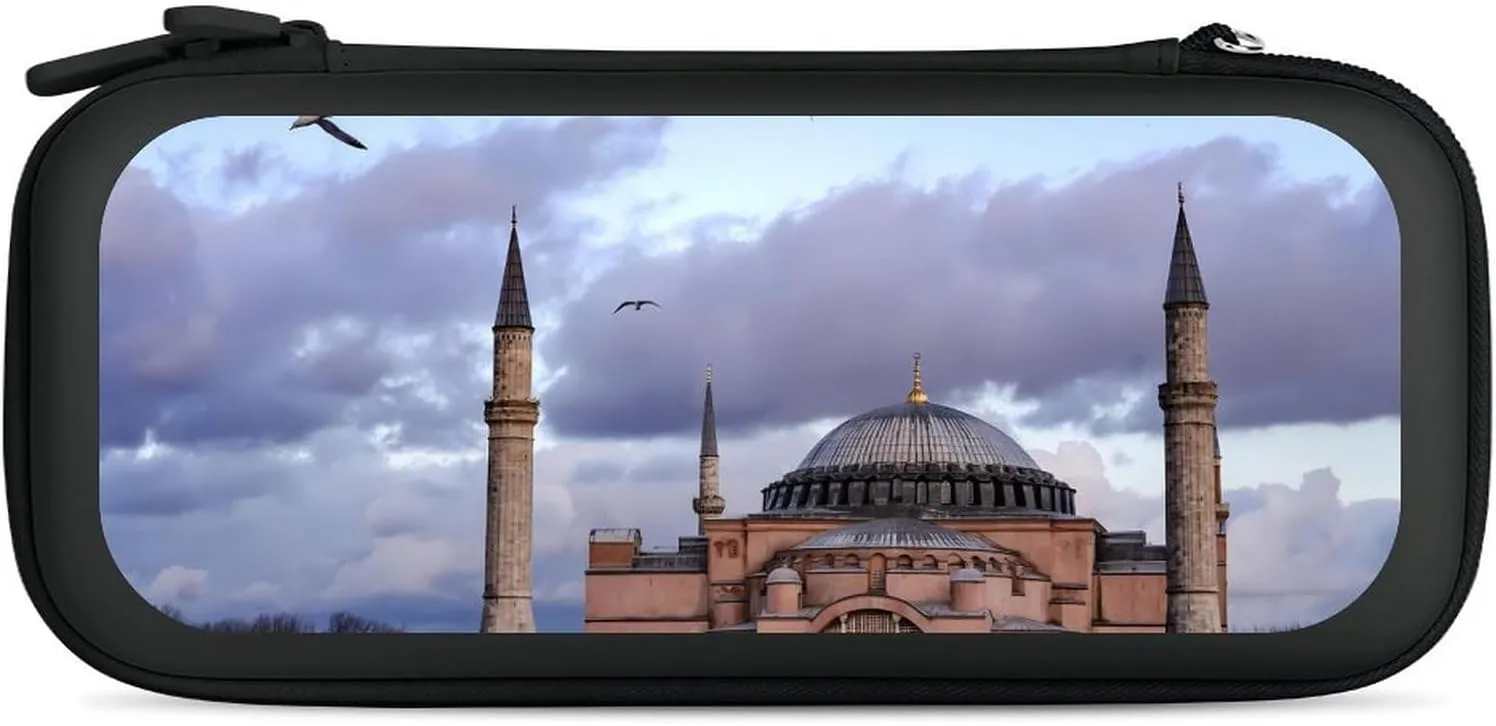 Hagia Sophia Istanbul Turkiye Compatible with Switch Carrying Case Hard Travel Game Bag Pouch with 15 Games Accessories