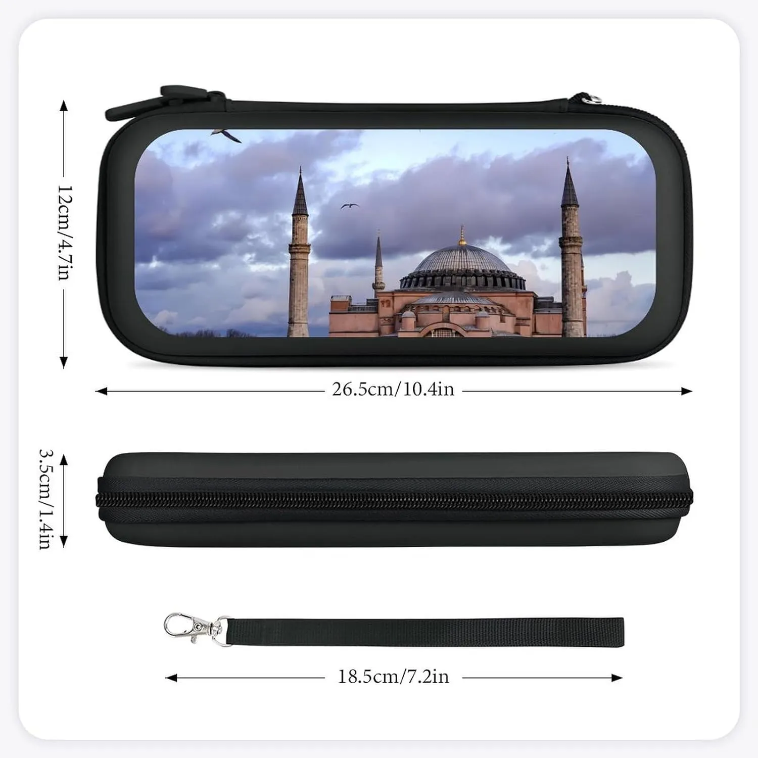 Hagia Sophia Istanbul Turkiye Compatible with Switch Carrying Case Hard Travel Game Bag Pouch with 15 Games Accessories