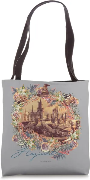 Harry Potter Hogwarts Floral Wreath Tote Bag