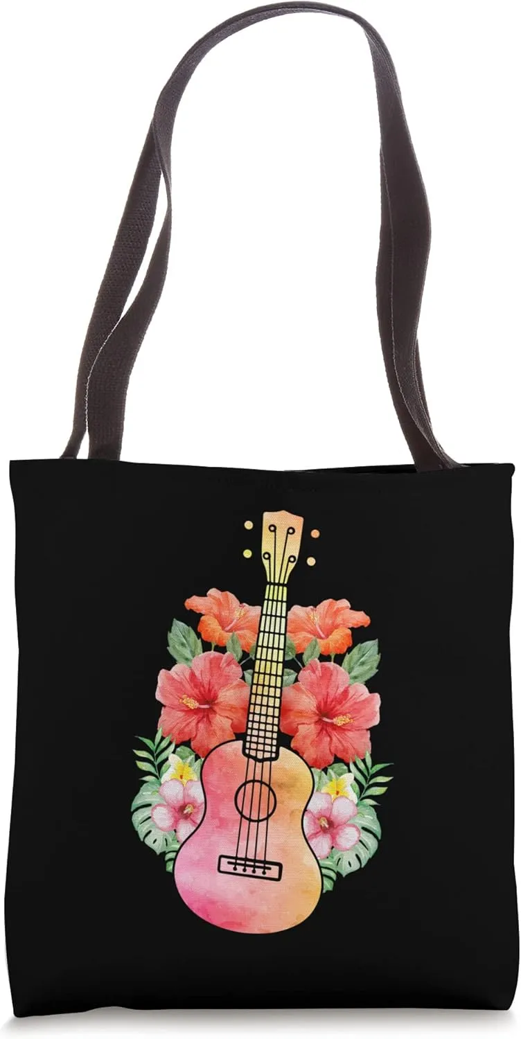 Hawaiin Uke Flower Ukulele - Floral Aloha Ukulele Tote Bag