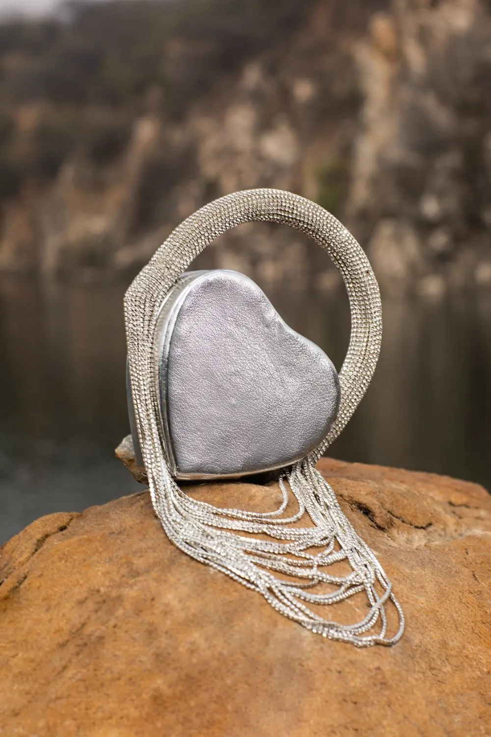 Heart Shaped Clutch- Ideal Silver Clutch