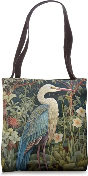 Heron Flower Tropical Decor Arts and Crafts Movement Tote Bag