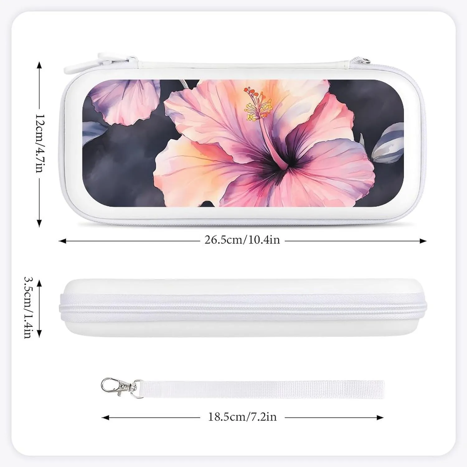 Hibiscus Flowers Compatible with Switch Carrying Case Hard Travel Game Bag Pouch with 15 Games Accessories