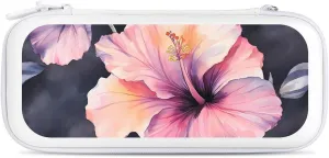 Hibiscus Flowers Compatible with Switch Carrying Case Hard Travel Game Bag Pouch with 15 Games Accessories