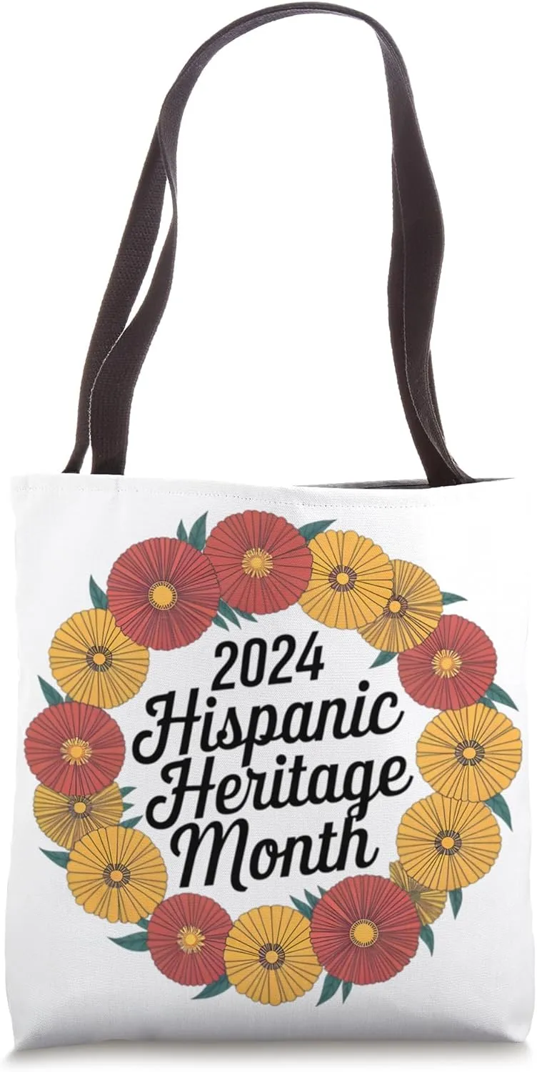 Hispanic Heritage Month 2024 Mexican Vintage Floral Wreath Tote Bag