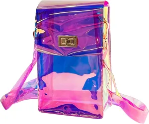 Holographic Clear Bag Stadium Approved - Iridescent Jelly Purse for Women, Neon Crossbody PVC Transparent Handbag with Strap
