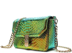 Holographic Snakeskin Crossbody Bag Shoulder Bag Women's Hologram Leather Purse