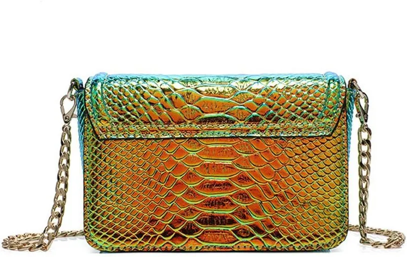 Holographic Snakeskin Crossbody Bag Shoulder Bag Women's Hologram Leather Purse