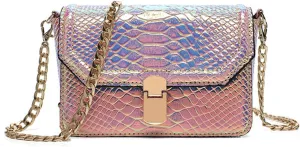 Holographic Snakeskin Crossbody Bag Shoulder Bag Women's Hologram Leather Purse