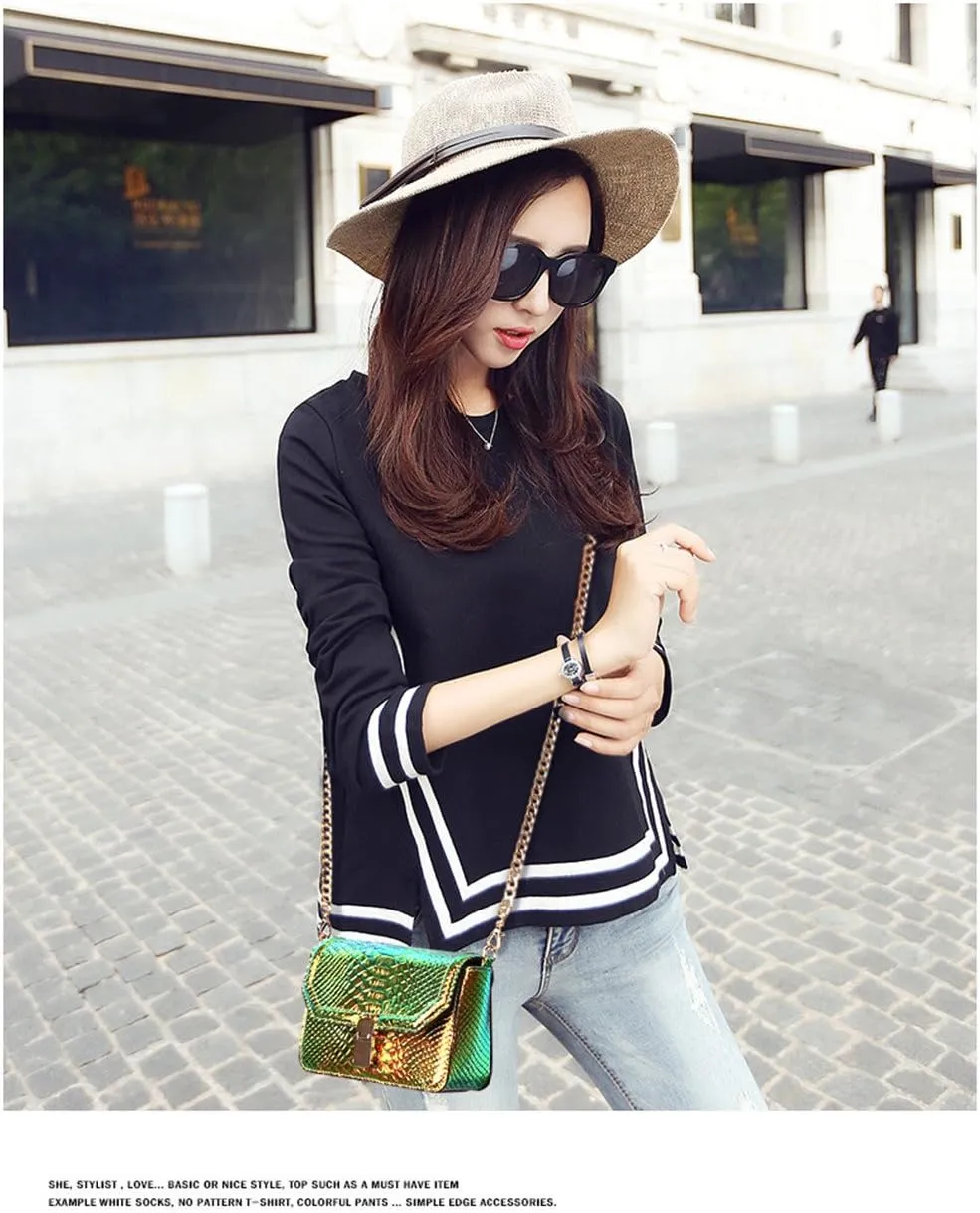 Holographic Snakeskin Crossbody Bag Shoulder Bag Women's Hologram Leather Purse