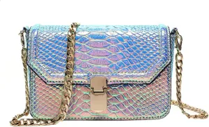 Holographic Snakeskin Crossbody Bag Shoulder Bag Women's Hologram Leather Purse