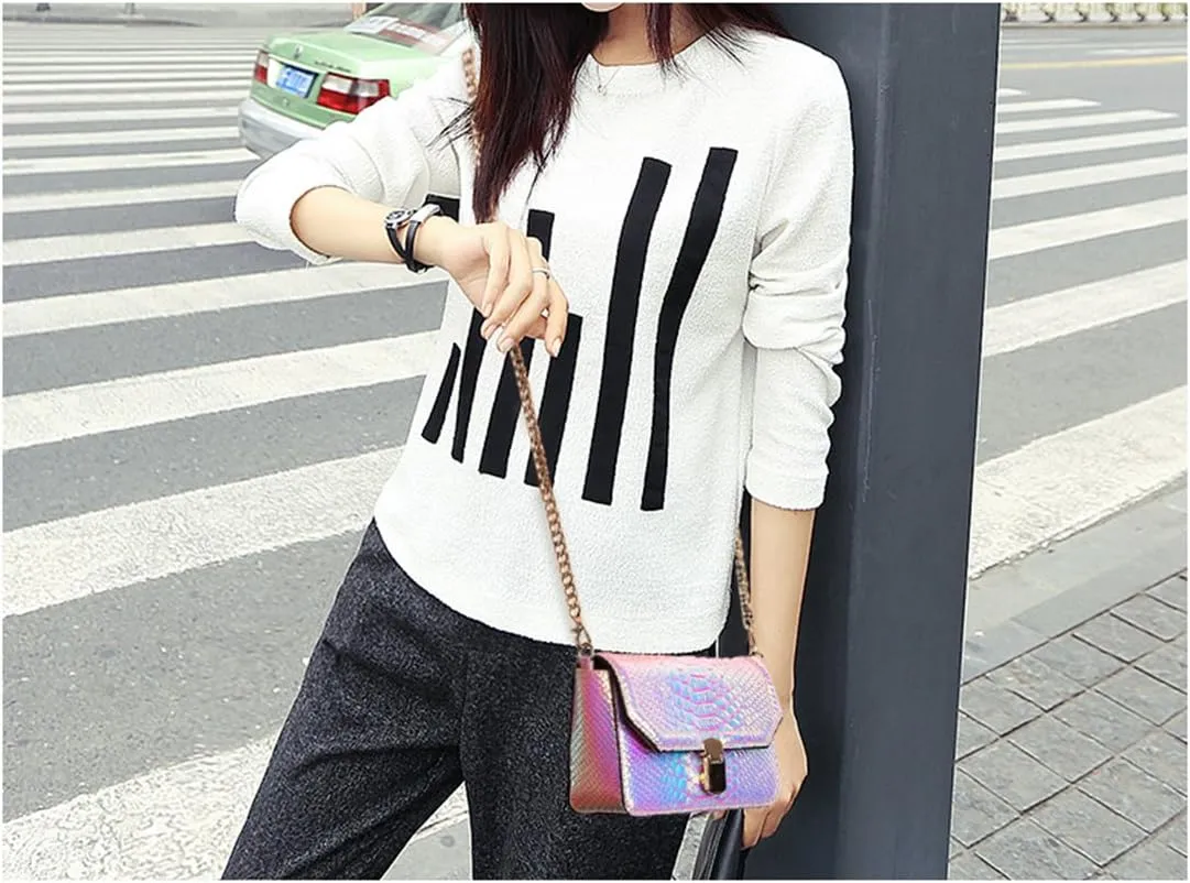 Holographic Snakeskin Crossbody Bag Shoulder Bag Women's Hologram Leather Purse