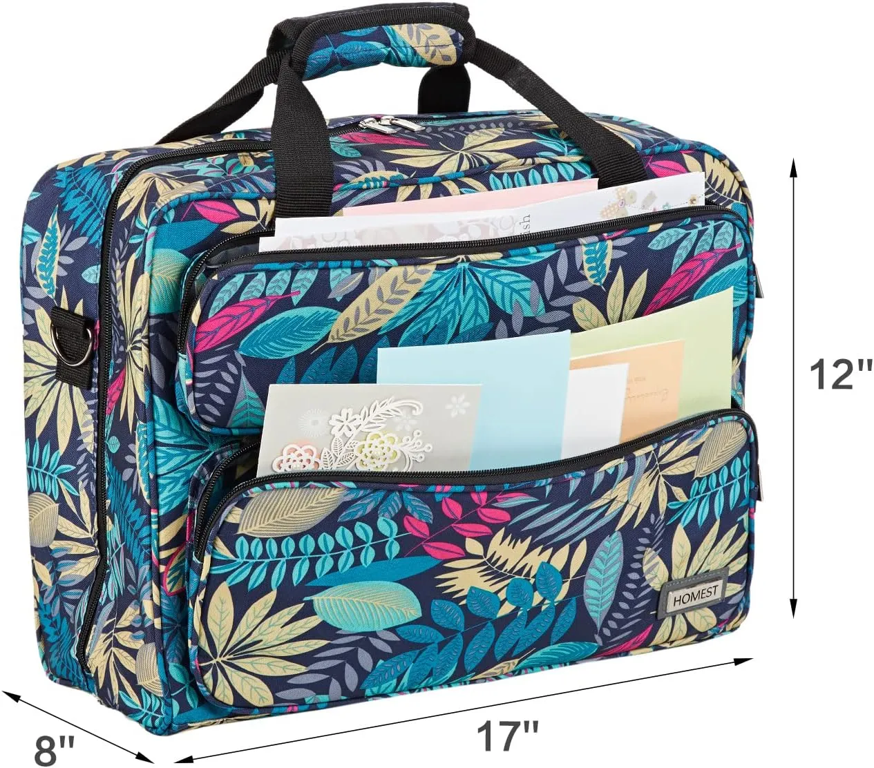 HOMEST Sewing Machine Carrying Case, Universal Tote Bag with Shoulder Strap Compatible with Most Standard Singer, Brother, Janome, Floral (Patent Design)