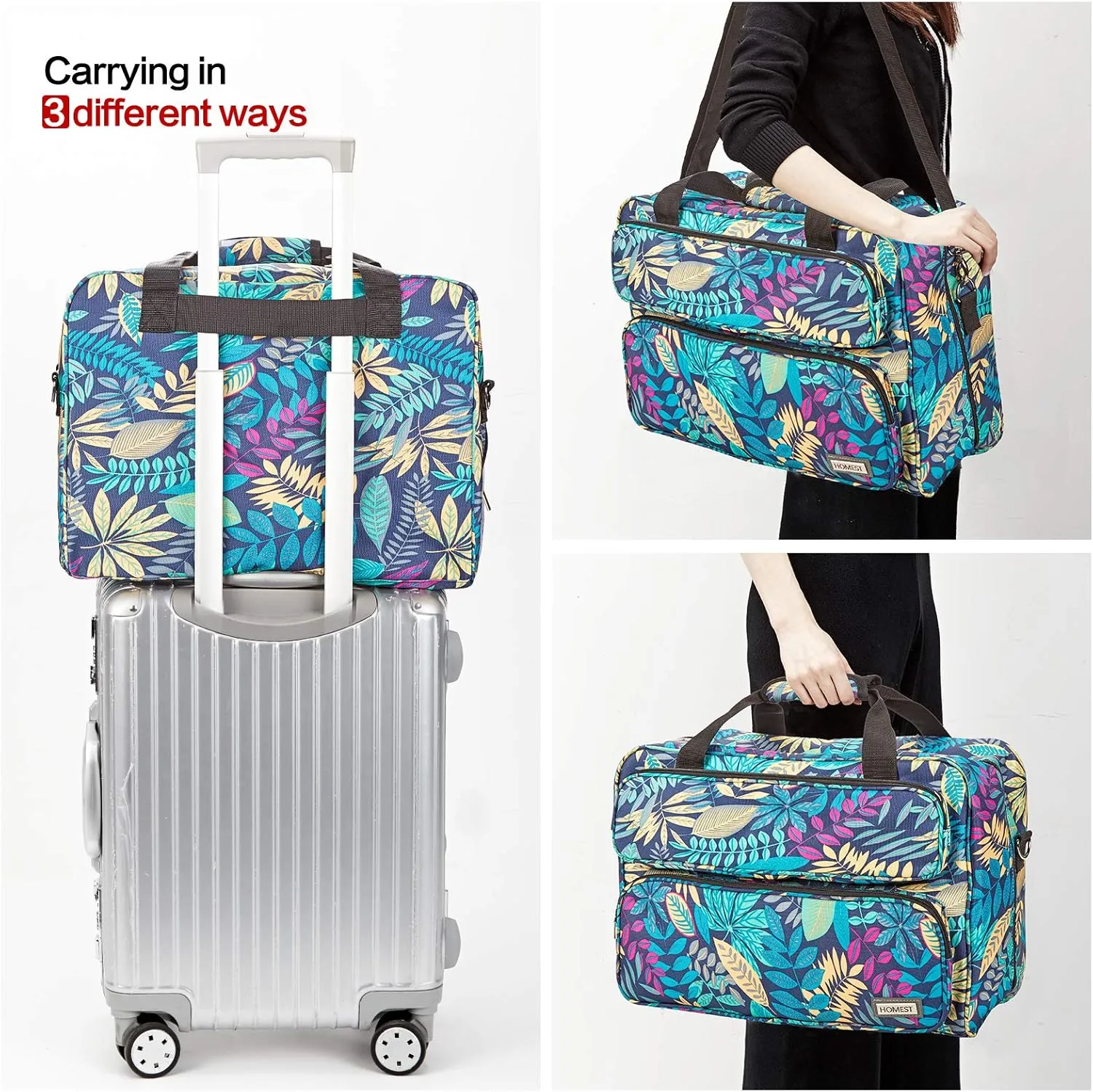 HOMEST Sewing Machine Carrying Case, Universal Tote Bag with Shoulder Strap Compatible with Most Standard Singer, Brother, Janome, Floral (Patent Design)