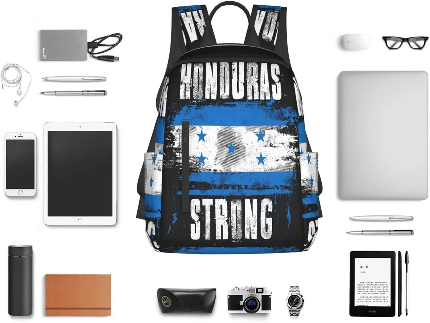 Honduras Strong Graffiti Flag Casual Backpacks Large Capacity Laptop Backpack Sports Fitness Rucksack Travel Carry-On Daypack Work Bag for Outdoor Camping