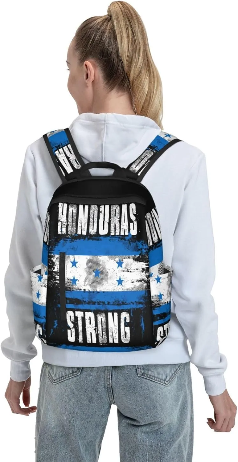 Honduras Strong Graffiti Flag Casual Backpacks Large Capacity Laptop Backpack Sports Fitness Rucksack Travel Carry-On Daypack Work Bag for Outdoor Camping