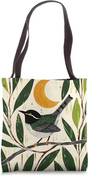 House Wren Botanical Moon Minimalism Tote Bag