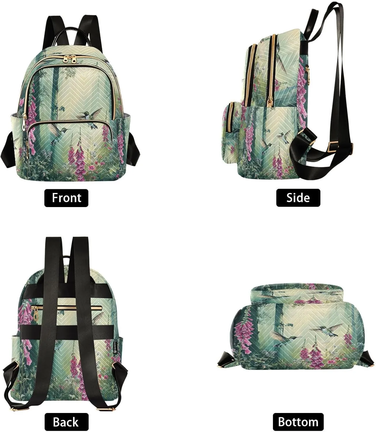 Hummingbirds and Daffodils Women Backpack Purse Fashion Ladies Shoulder Bag Casual College Travel Backpacks Bag Medium