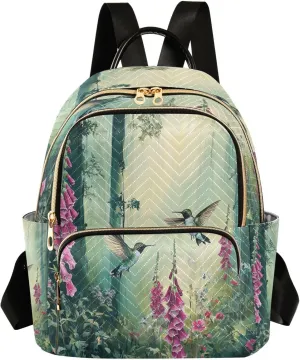 Hummingbirds and Daffodils Women Backpack Purse Fashion Ladies Shoulder Bag Casual College Travel Backpacks Bag Medium