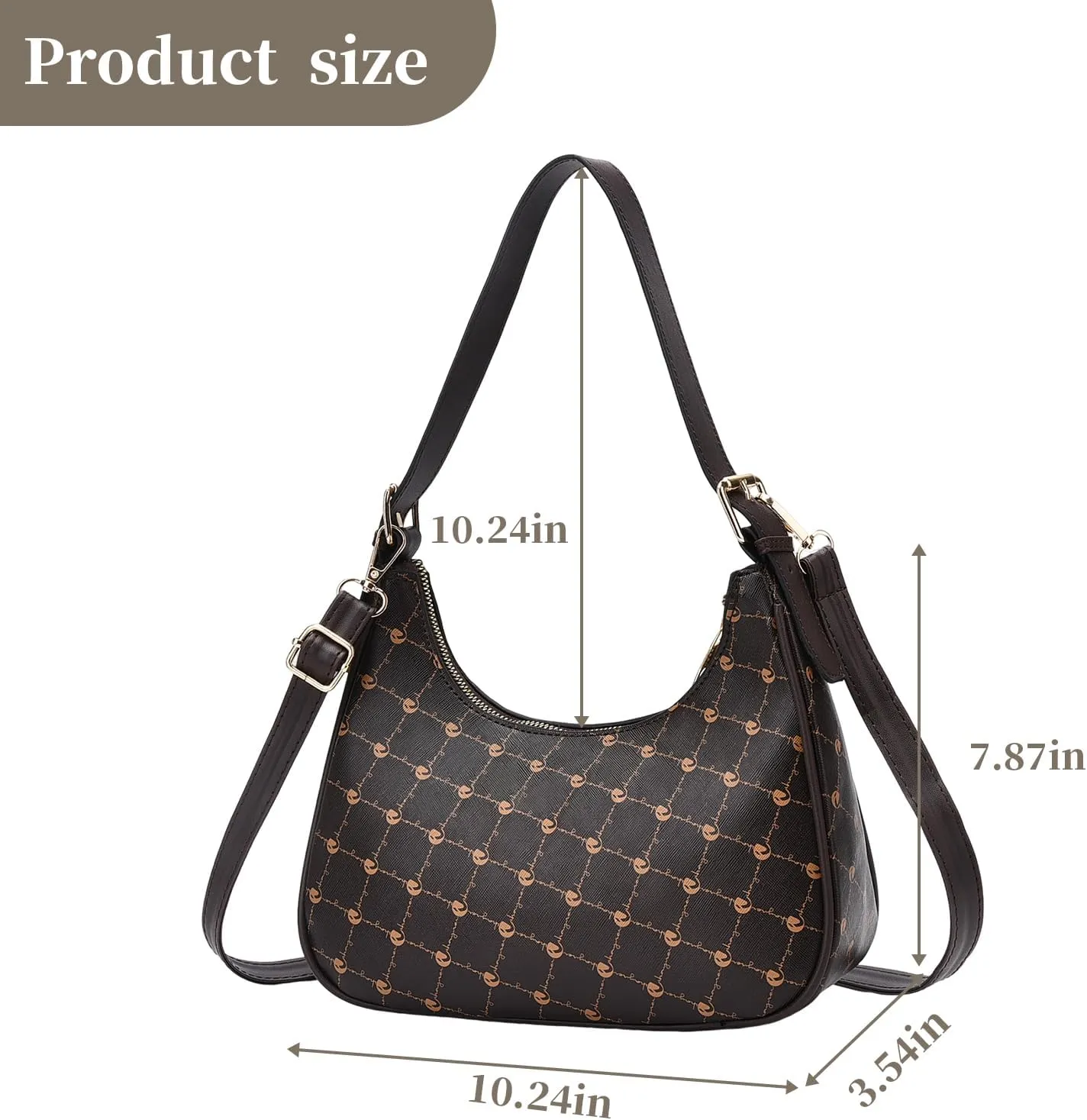 I IHAYNER Shoulder Bags for Women Chic Hobo Tote Handbag Classic Clutch Bag Underarm Purse with Zipper Closure