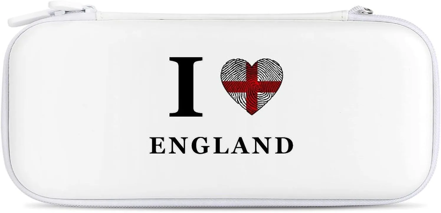 I Love England Britain Compatible with Switch Carrying Case Hard Travel Game Bag Pouch with 15 Games Accessories