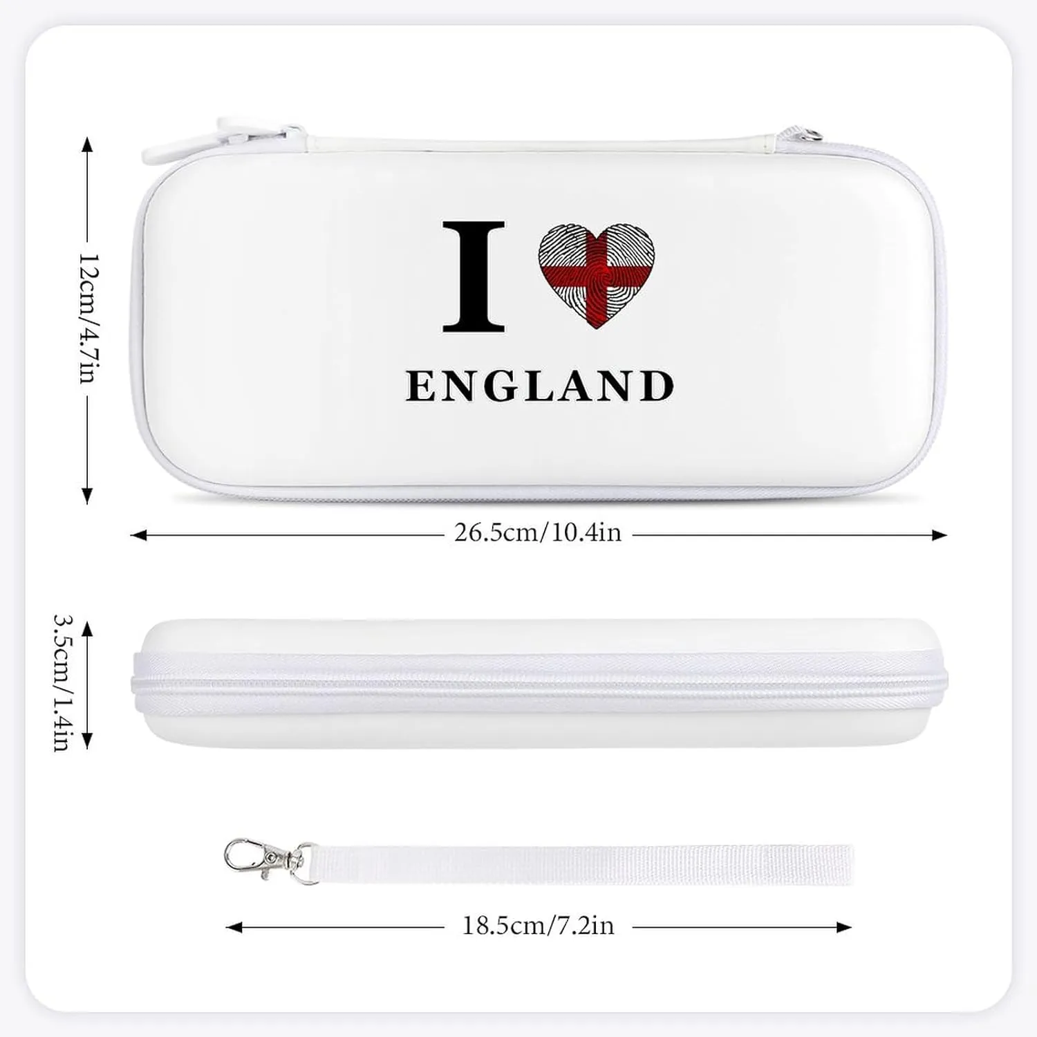 I Love England Britain Compatible with Switch Carrying Case Hard Travel Game Bag Pouch with 15 Games Accessories