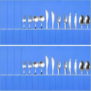 ikaufen 8Pcs Silver Storage Bags Anti Tarnish Flannel Silver Protector Bags Blue Holder for Silverware Flatware Storage Organizer Silver Storage Cloth with White Ribbon for Kitchen Utensils