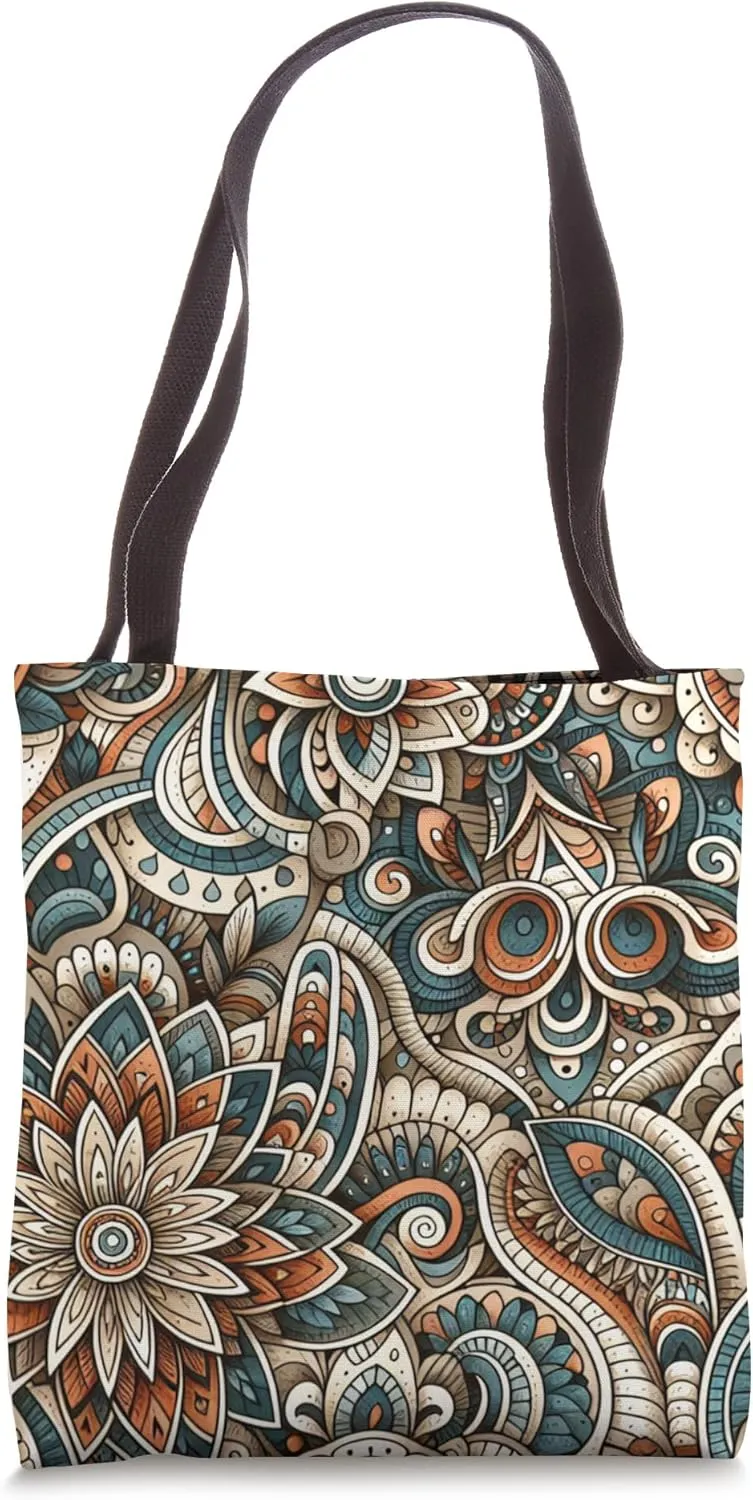 Intricate Abstract Floral Design Tote Bag