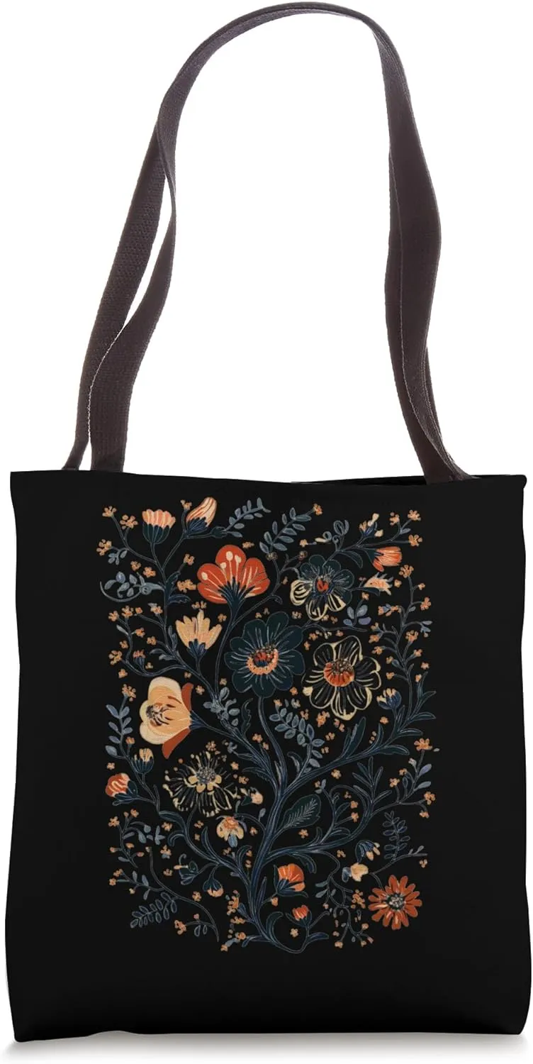 Intricate Wildflower Botanical Blooms Art Tote Bag
