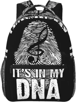It's In My DNA Music Lover Musician Casual Backpack Sport Backpacks Work Travel Rucksack Lightweight Laptop Daypack Adjustable Straps Bags with Pockets for Cycling Hiking