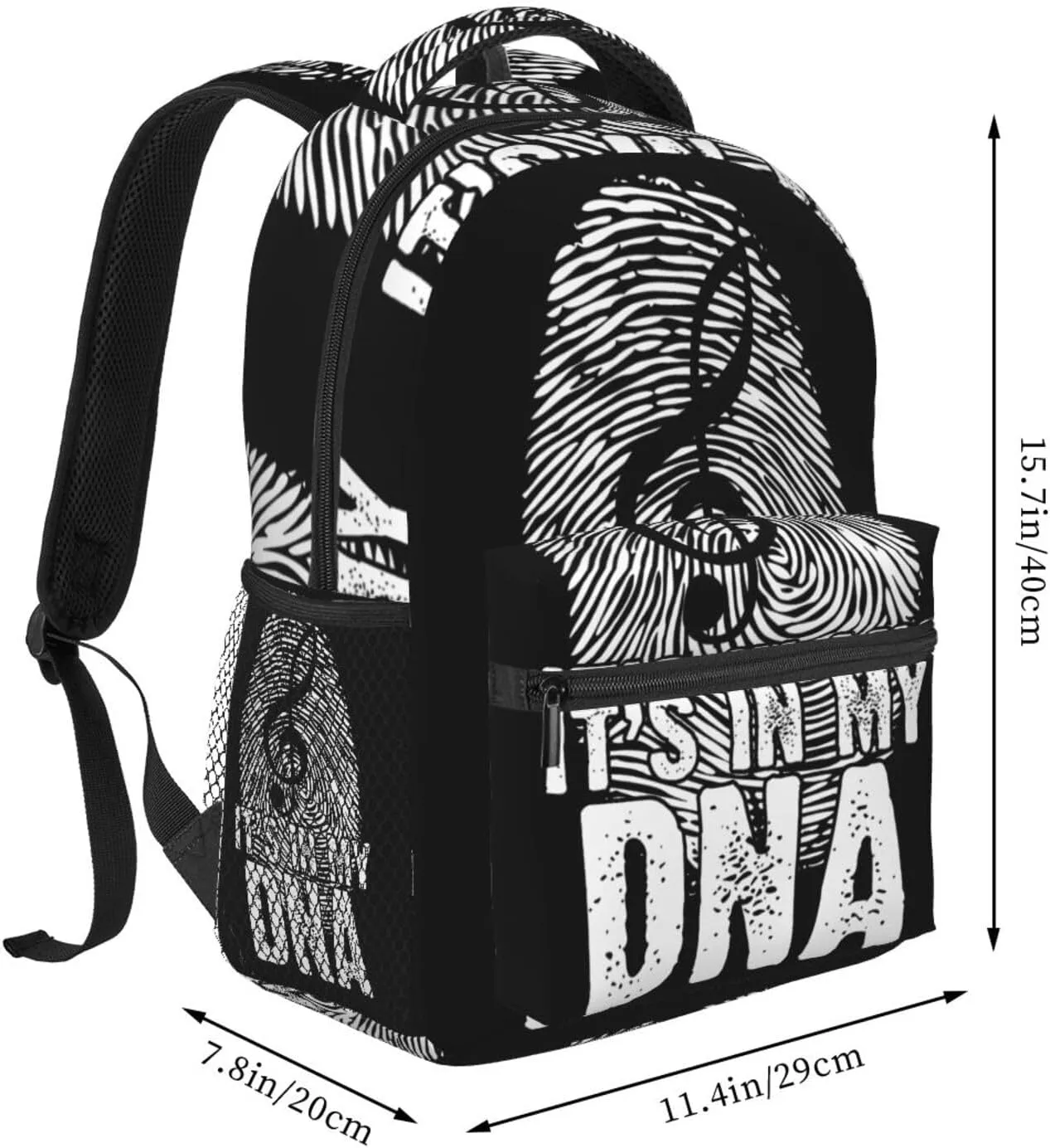 It's In My DNA Music Lover Musician Casual Backpack Sport Backpacks Work Travel Rucksack Lightweight Laptop Daypack Adjustable Straps Bags with Pockets for Cycling Hiking