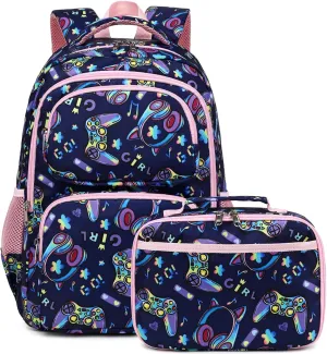 JIANYA Kids Backpacks for School Girls Kindergarten Emelentary Girls School Backpack with Lunch Box