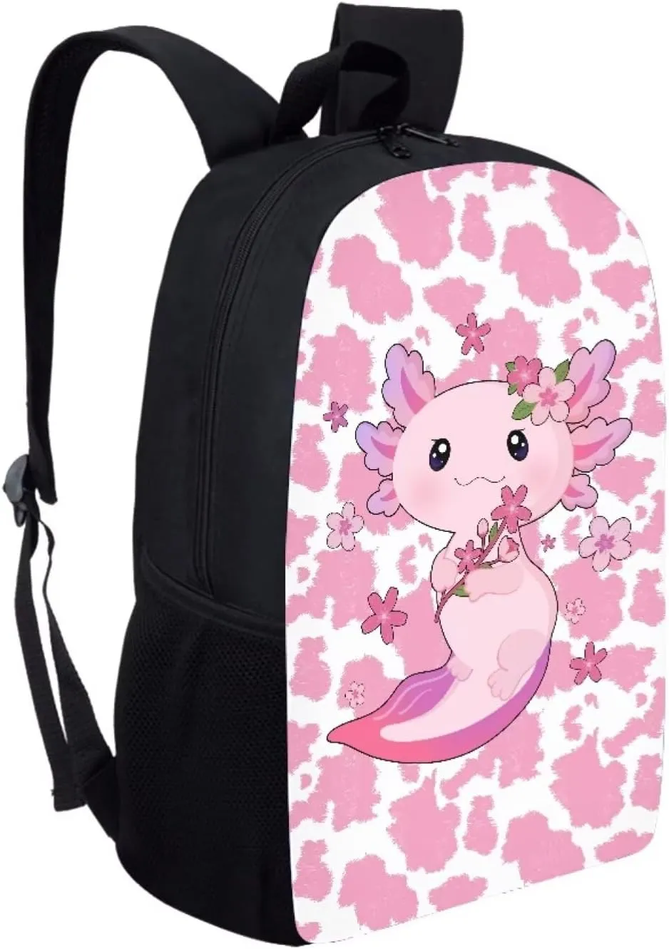 JoyLamoria Backpack Crossbody Bag Messenger Bag Lightweight Handbag Tote Shoulder Bag for Boys Girls, Axolotl Cow Print