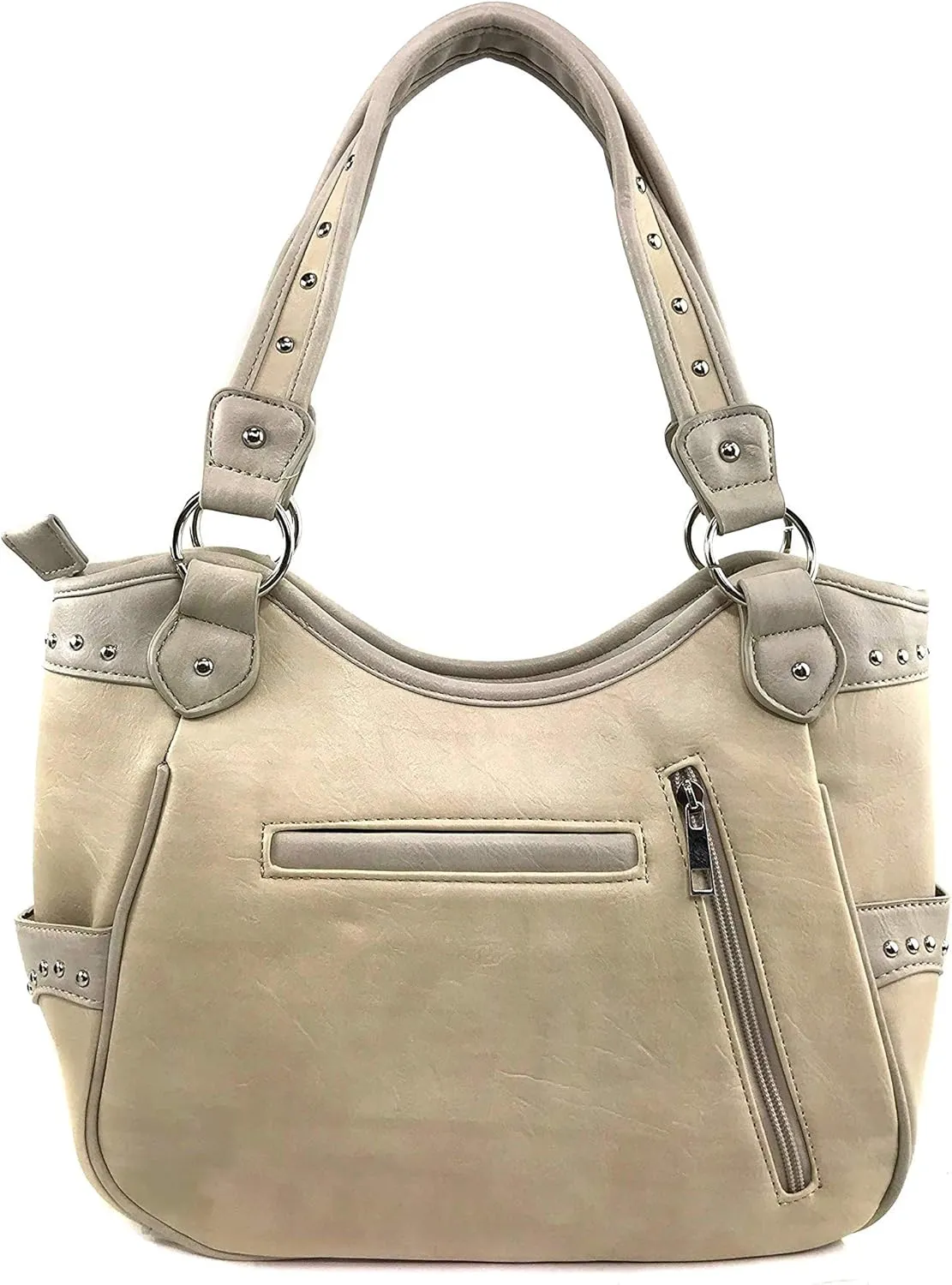 Justin West Western Floral Wing Embroidery Laser Cut Rhinestone Silver Cross Studded Shoulder Tote Handbag Purse Wallet