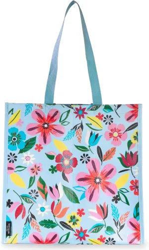 kate spade new york Reusable Shopping Bag, Grocery Tote with Shoulder Straps, Large Collapsible Tote, Safari Floral