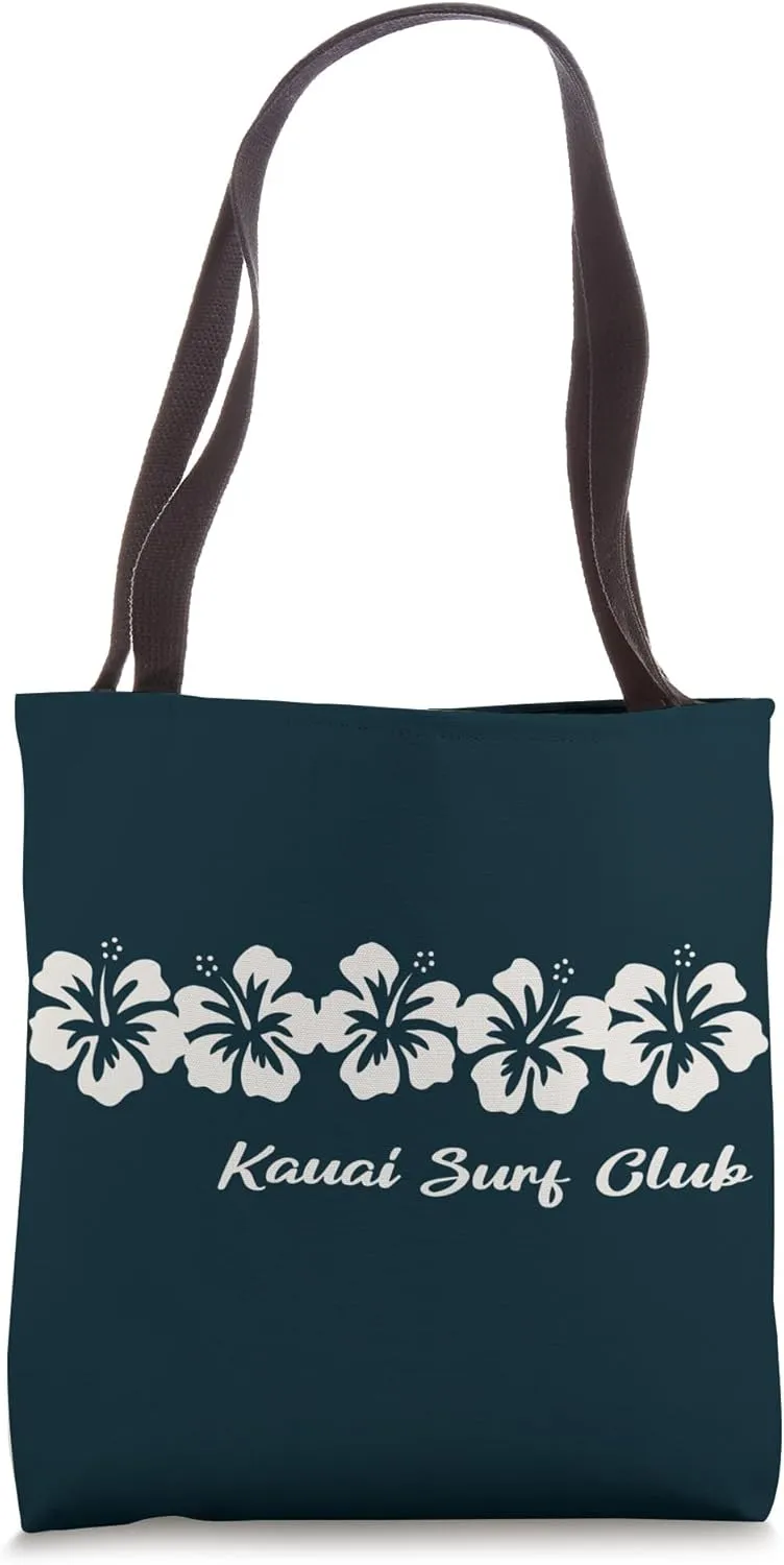 Kauai Surf Club Hi Hawaiian Hibiscus Flowers Hawaii Floral Tote Bag