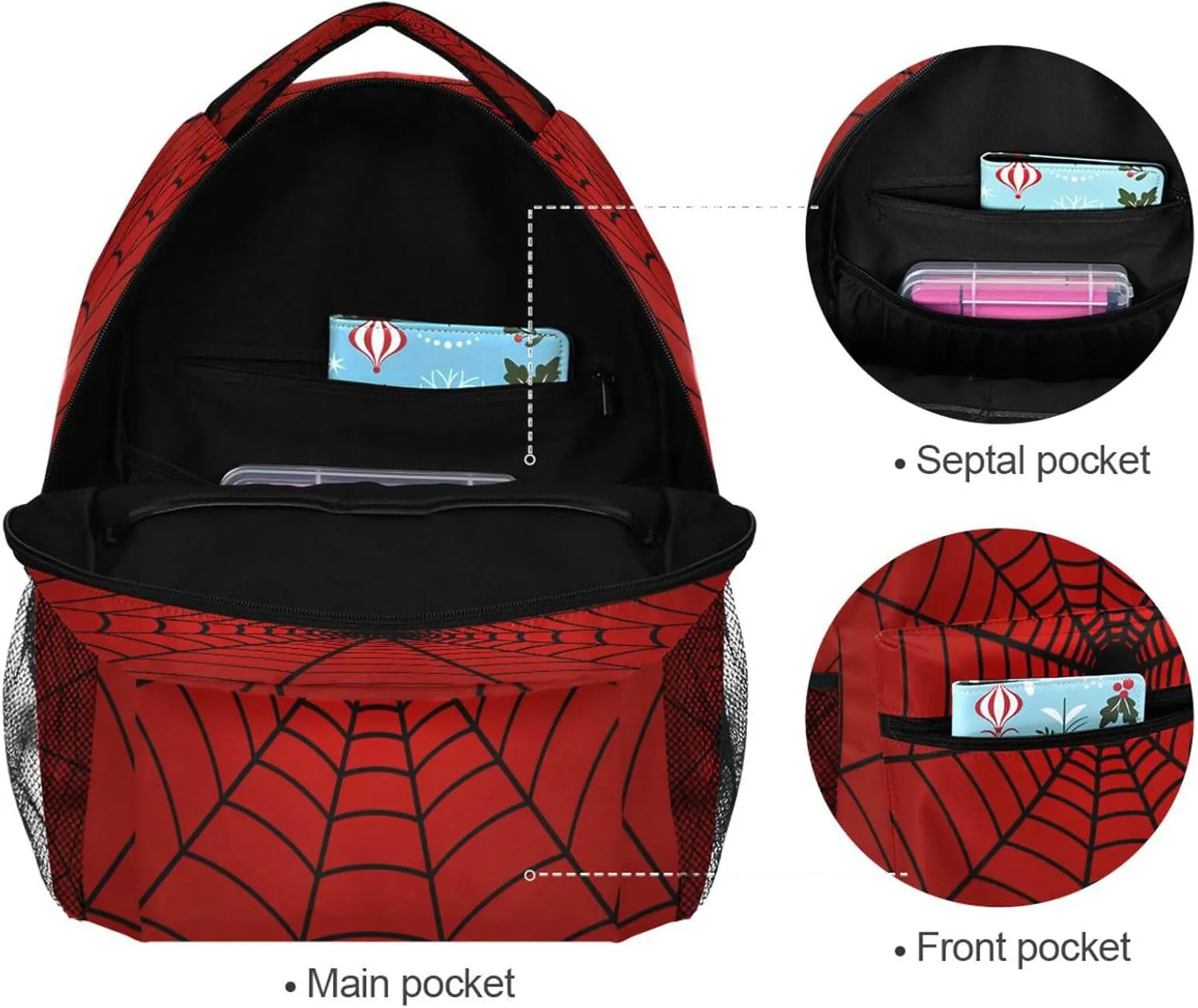 Kcldeci Toddler Backpack for School Red Spider Web Boys Girls Kids School Bags Bookbag Elementary Children Bookbags Casual Travel Back Pack