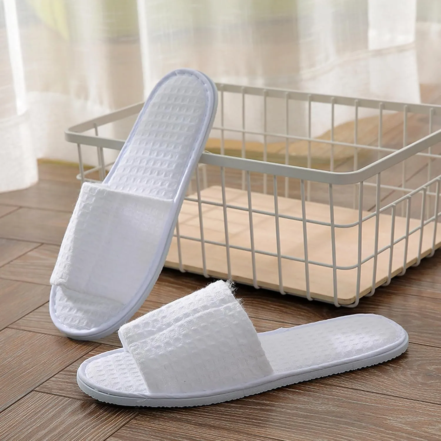 KHC-KHF Spa Slipper- 5 Pairs of Velvet Open Toe Slippers with Travel Bags- One Size Fit Most Men and Women for Spa